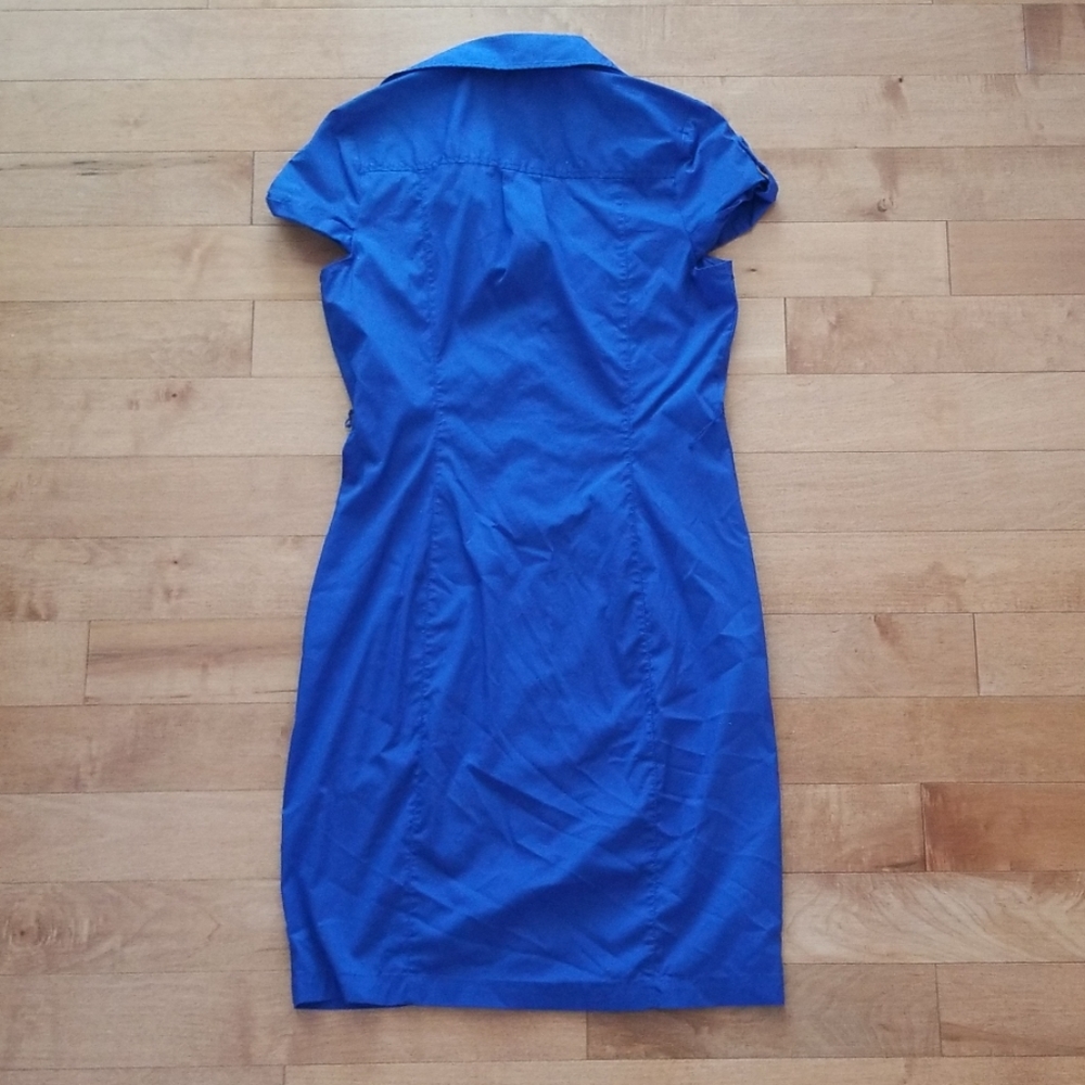 Express Cobalt Blue Button Down Belted Dress - image 3